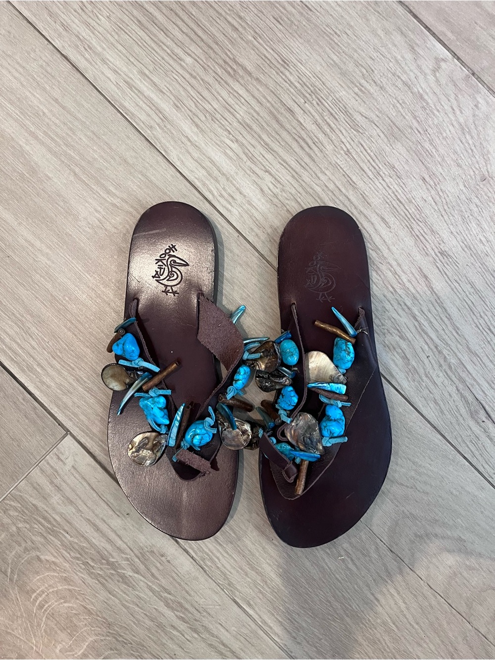 Hookipa leather sandals with turquoise stones like new size 37